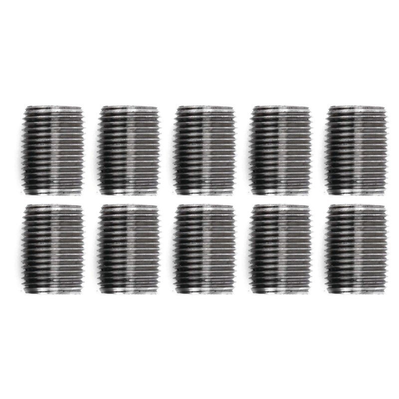 Pipe Decor 1/2â€ x 1â€ Malleable Cast Iron Pipe Close Nipple, Industrial Steel Grey Fits Standard Half Inch Black Threaded Pipes Nipples and Fittings, Build Vintage DIY Furniture, 10 Pack - Image 1